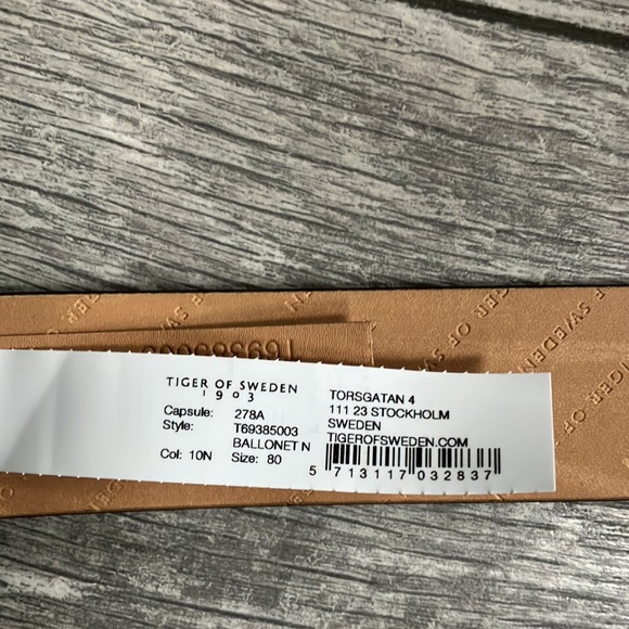 TIGER OF SWEDEN dark brown leather Ballonet N belt - Picture 4 of 7
